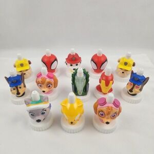 Mix Lot Of 13 Good 2 Grow Juice Toppers Sega Paw Patrol Spiderman Jurastic Park